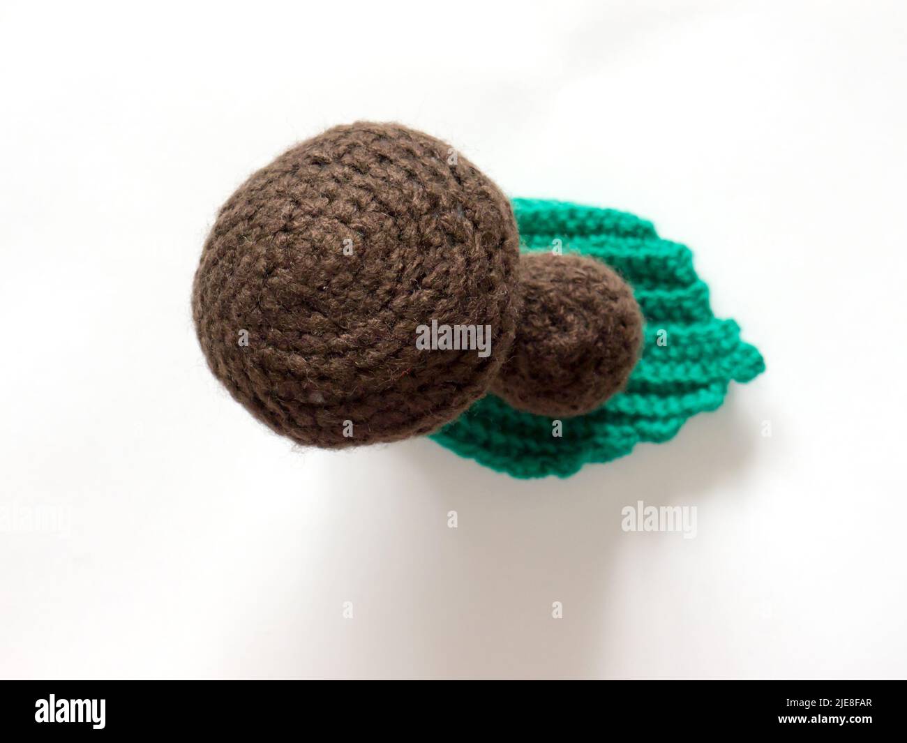 The vintage handmade Knitting patterns. Mushroom. Stock Photo