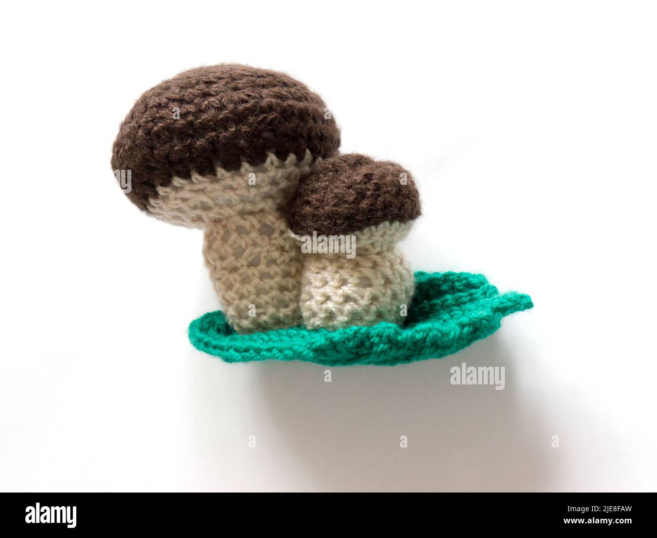 The vintage handmade Knitting patterns. Mushroom. Stock Photo