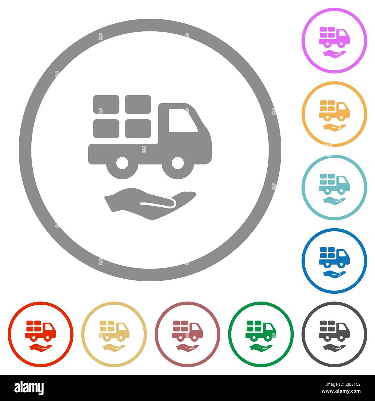 Courier services solid flat color icons in round outlines on white background Stock Vector