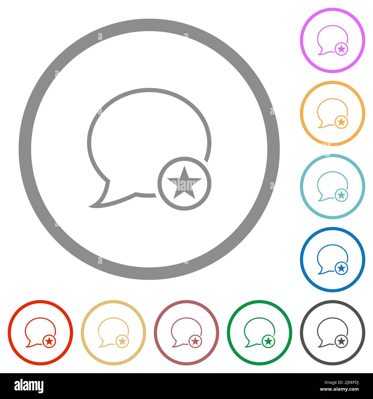 Message marked outline flat color icons in round outlines on white ...