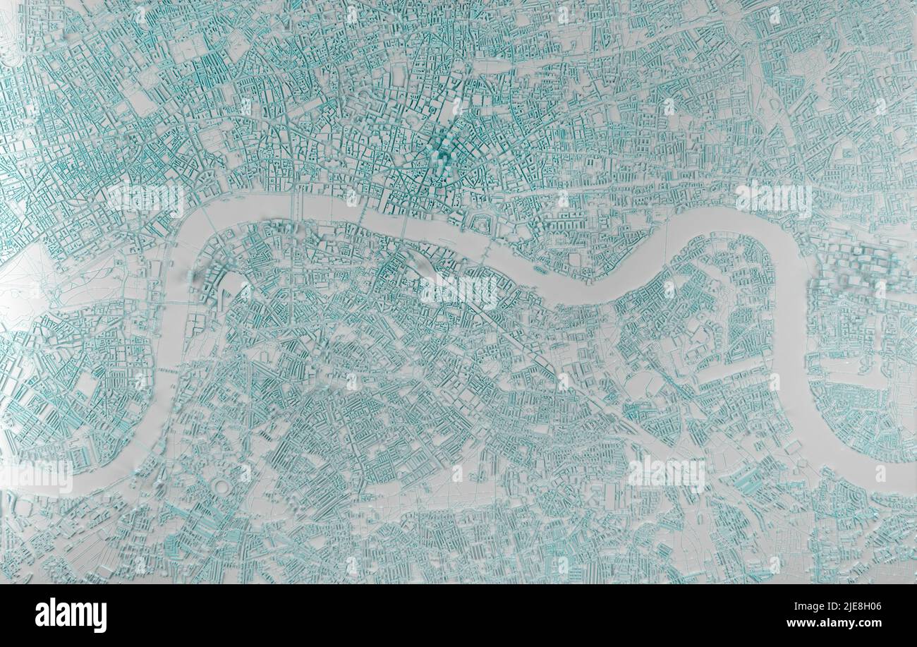 simplified map of the city of London aerial view. 3d rendering Stock Photo
