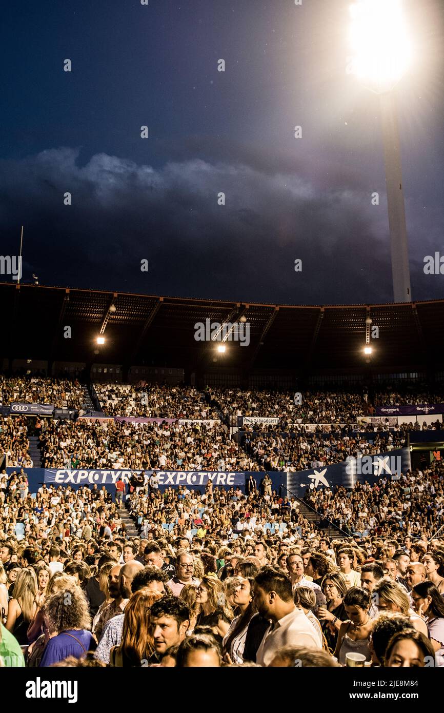 Concierto de Alejandro Sanz realizado el 25 de junio de 2022 en el estadio de La Romareda de Zaragoza ante 24.000 personas, Gira #SANZEnVivo Stock Photo