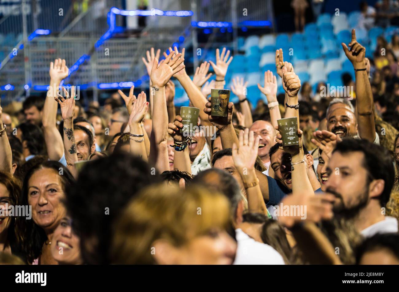 Concierto de Alejandro Sanz realizado el 25 de junio de 2022 en el estadio de La Romareda de Zaragoza ante 24.000 personas, Gira #SANZEnVivo Stock Photo