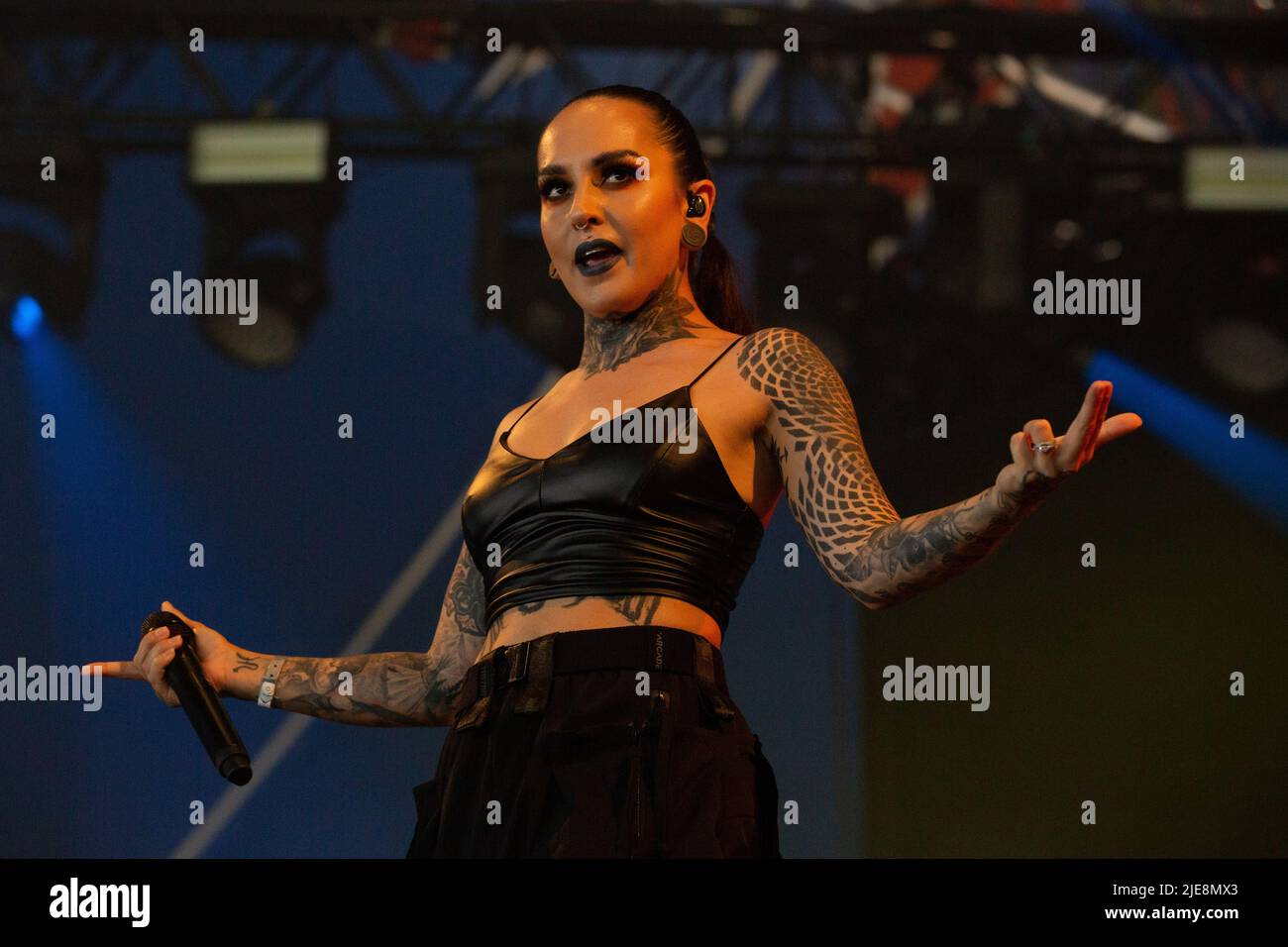 Oslo, Norway. 24th, June 2022. The Ukrainian heavy metal band Jinjer performs a live concert during the Norwegian music festival Tons of Rock 2022 in Oslo. Here vocalist Tatiana Shmailyuk is seen live on stage. (Photo credit: Gonzales Photo - Per-Otto Oppi). Stock Photo