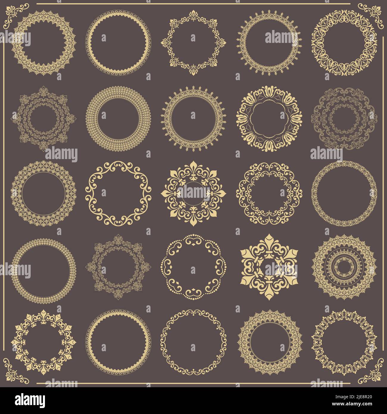 Vintage set of vector round elements. Different elements for design ...