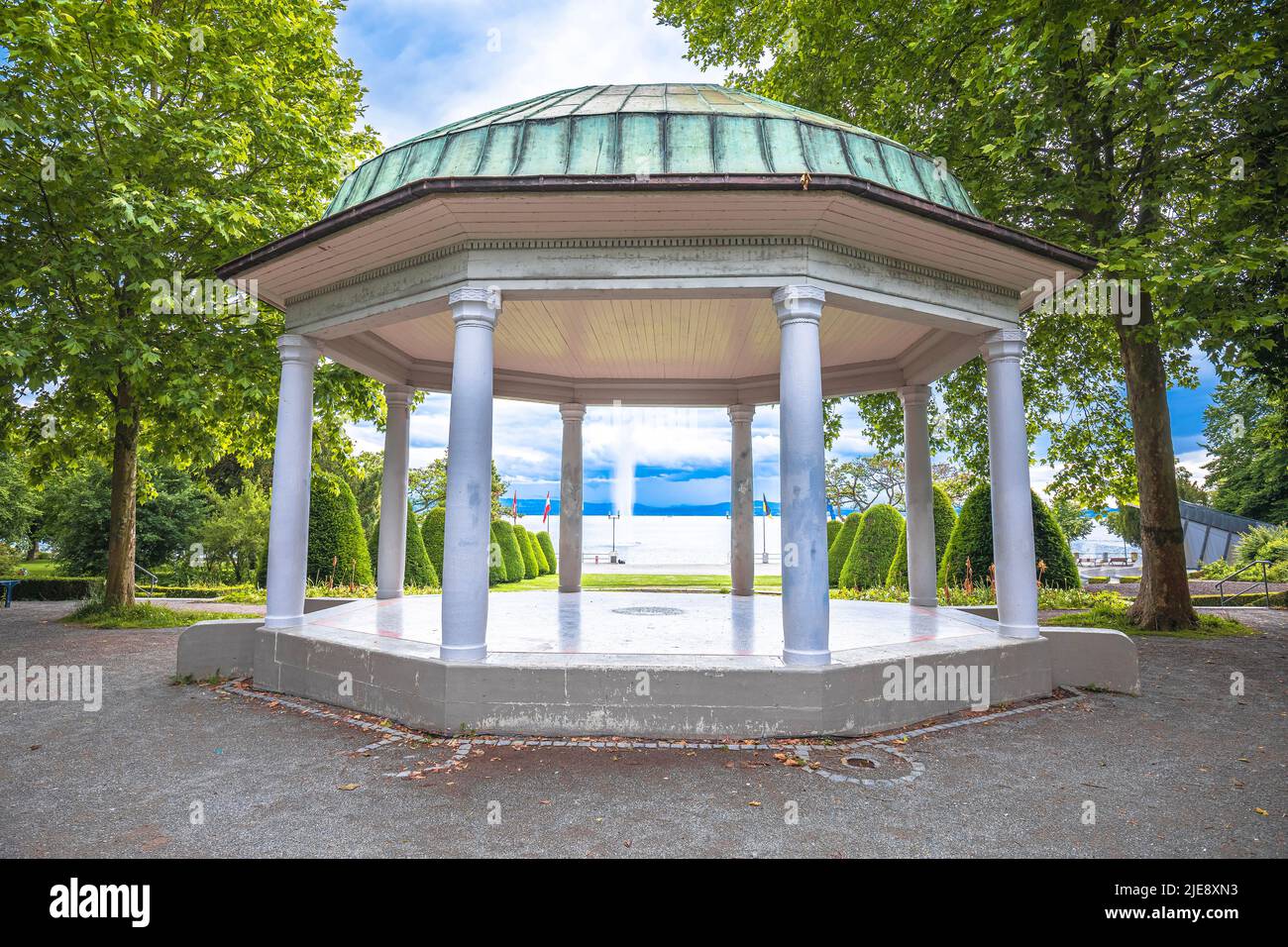 Friedrichshafen park by the Bodensee lake pavilion view, Baden-Württemberg region of Germany Stock Photo