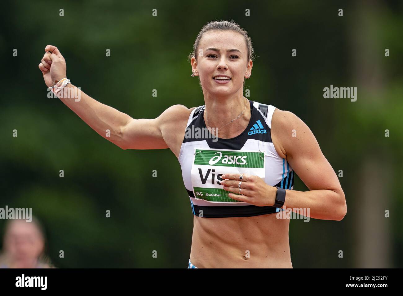 Enzovoorts Muf schijf 2022-06-26 13:29:19 APELDOORN - Athlete Nadine Visser during the 100 meter  hurdles section at the Dutch Athletics Championships. ANP RONALD  HOOGENDOORN netherlands out - belgium out Stock Photo - Alamy