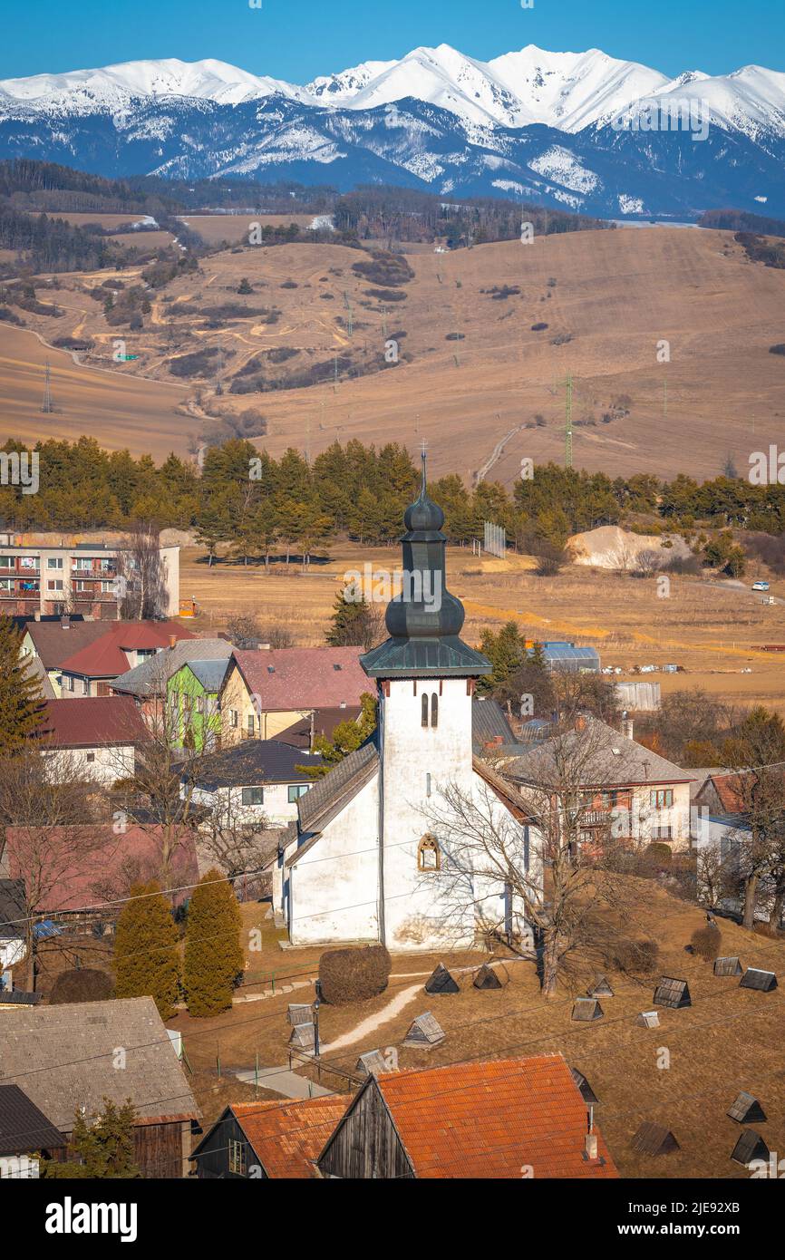 The village Marincek with Church of St. Martin , Slovakia, Europe. Stock Photo