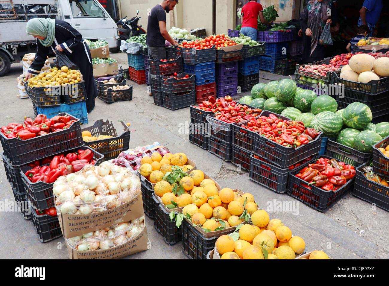 A fruit and vegetables shop in Tyre, Lebanon, on June 25 2022. Tyre, or