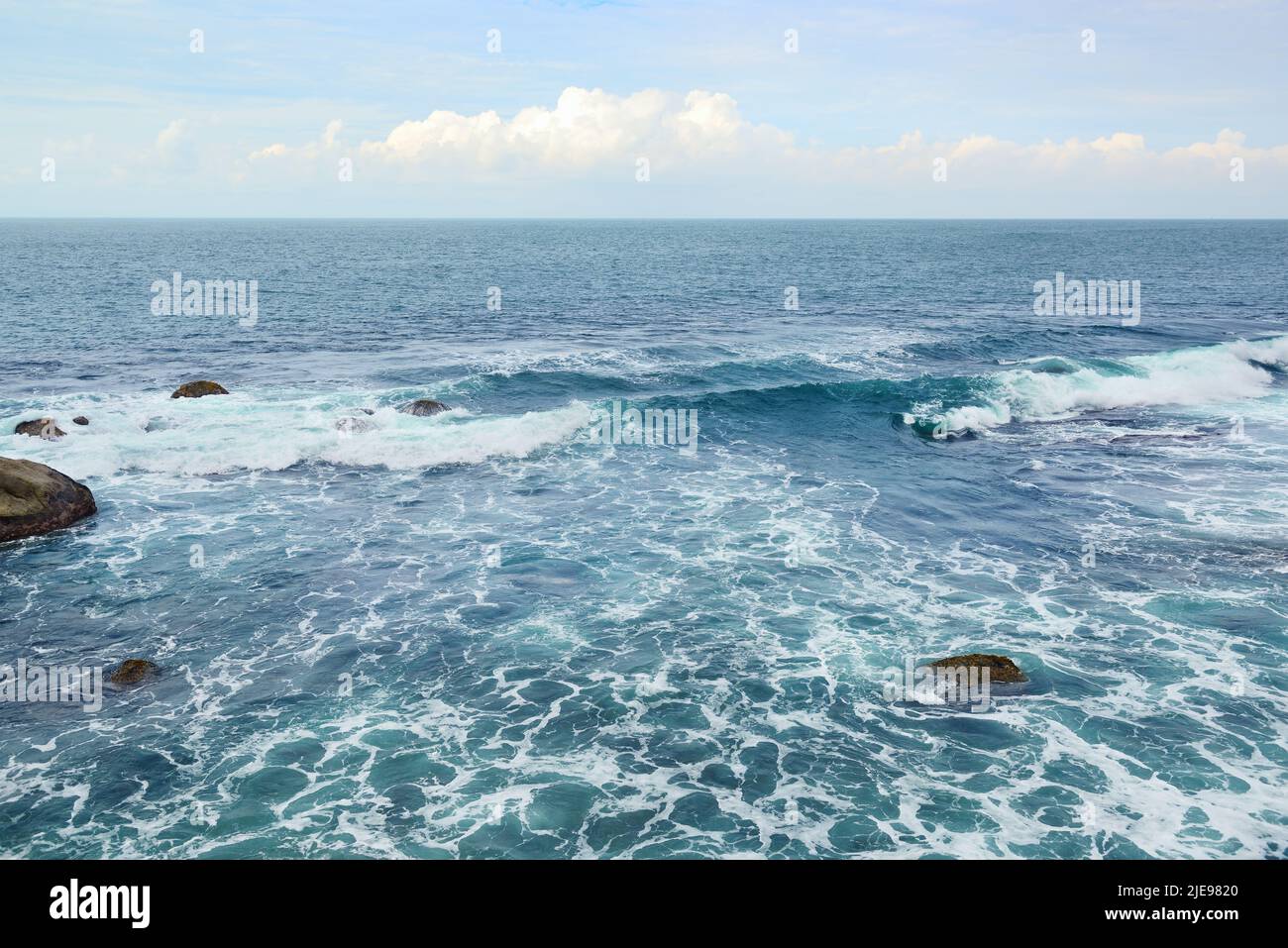 Beautiful ocean waves and blue sky Stock Photo