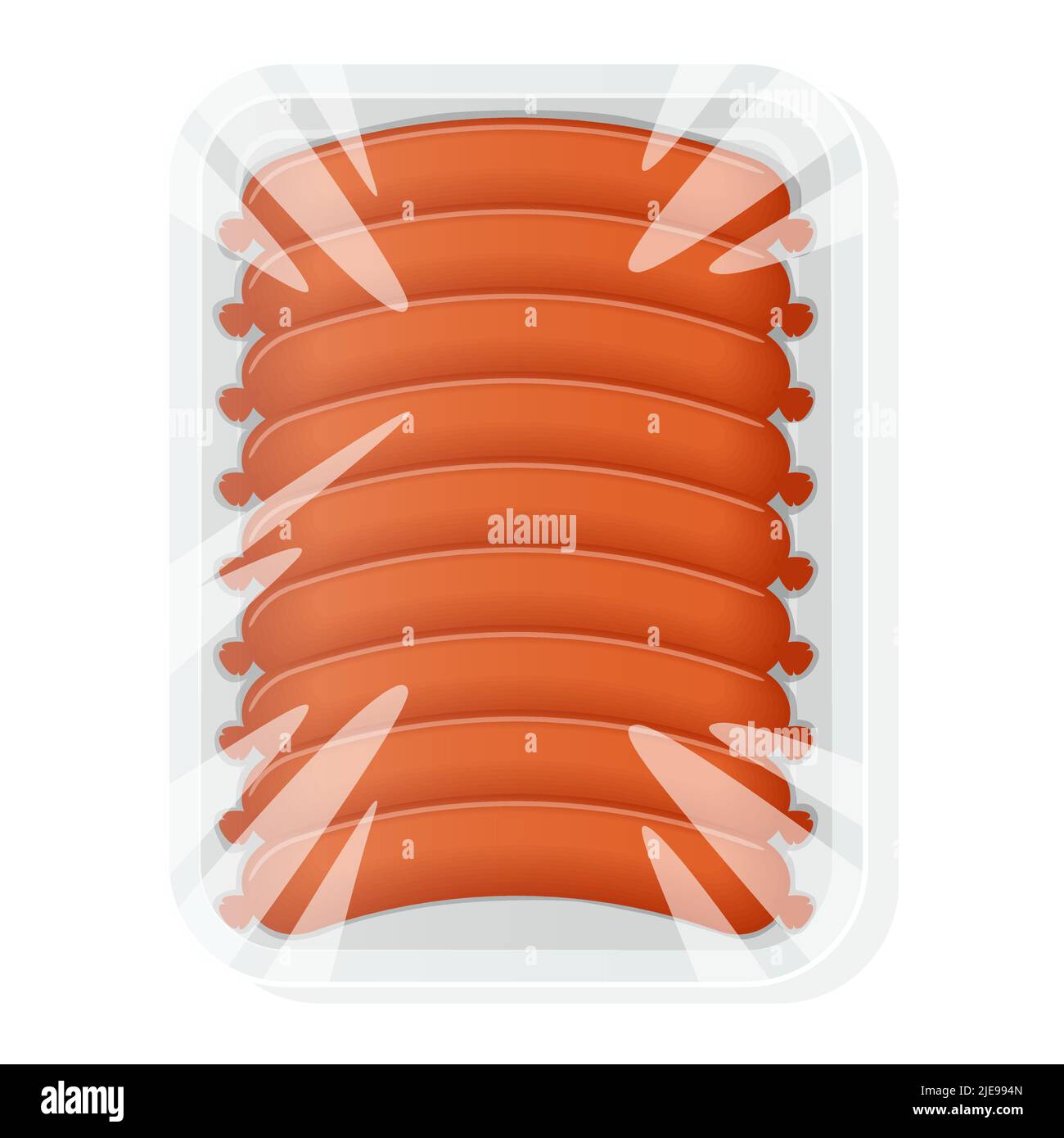 White plastic container for food. Packaging for meat and sausage. Vector illustration Stock
