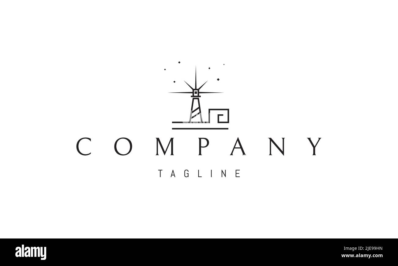 Vector logo on which an abstract image of a lighthouse against the ...