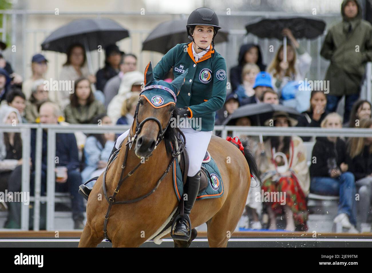 Jessica SPRINGSTEEN riding RMF Zecilie during the Longines Global Champions Tour 2022, Paris Eiffel Jumping, equestrian event on June 25, 2022 at Champ de Mars in Paris, France - Photo: Christophe Bricot/DPPI/LiveMedia Stock Photo