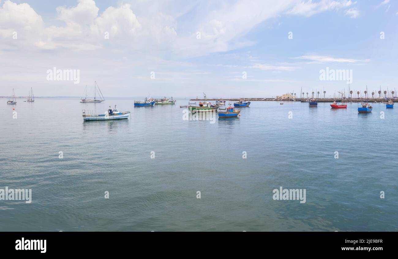 Yachts and motor boats docked at Cascais marina. Cascais, Portugal Stock Photo