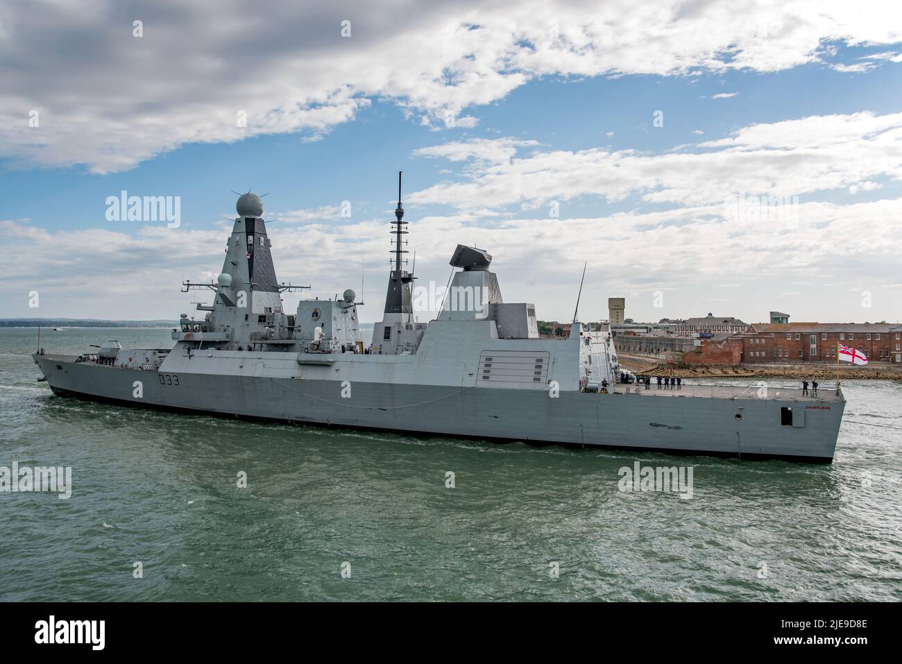 HMS Dauntless (D33) left Portsmouth, UK on the 25th June 2022 (Armed Forces Day) to continue sea trials. Stock Photo