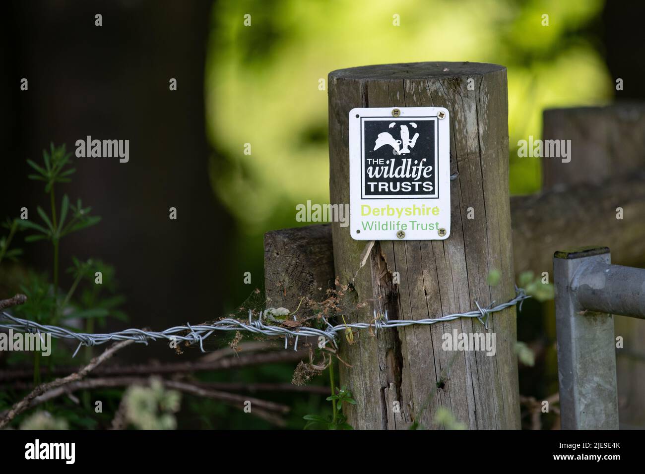 Derbyshire Wildlife Trust sign Stock Photo