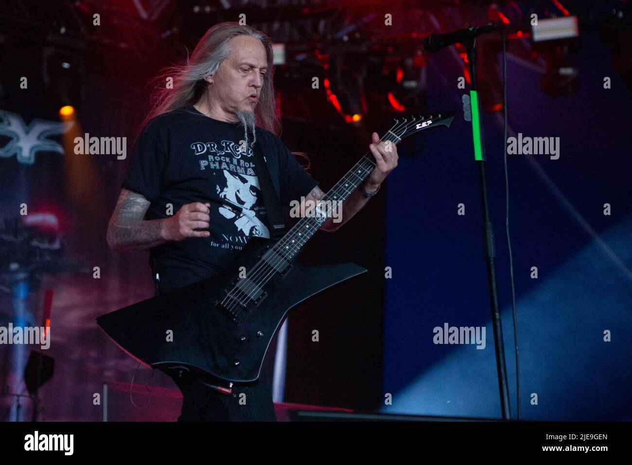 Oslo, Norway. 23rd, June 2022. The Swedish death metal band Hypocrisy performs a live concert during the Norwegian music festival Tons of Rock 2022 in Oslo. Here vocalist Peter Tagtgren is seen live on stage. (Photo credit: Gonzales Photo - Per-Otto Oppi). Stock Photo