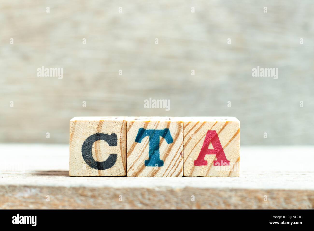 Alphabet letter block in word CTA (Abbreviation of Call to action or