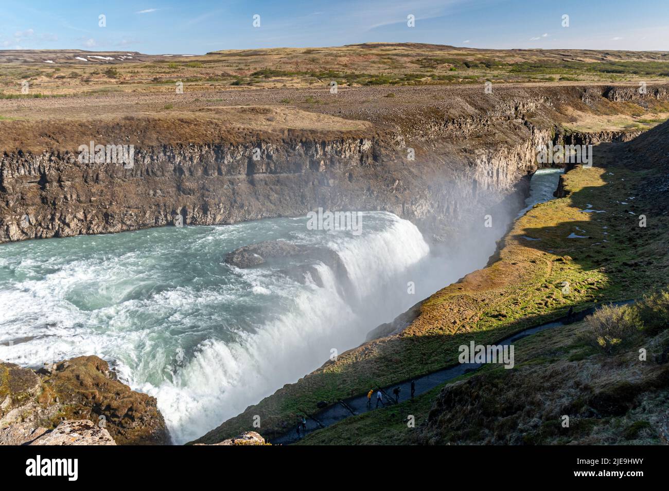 Panoramic view of the lower stage of Gullfoss waterfall in Iceland Stock Photo