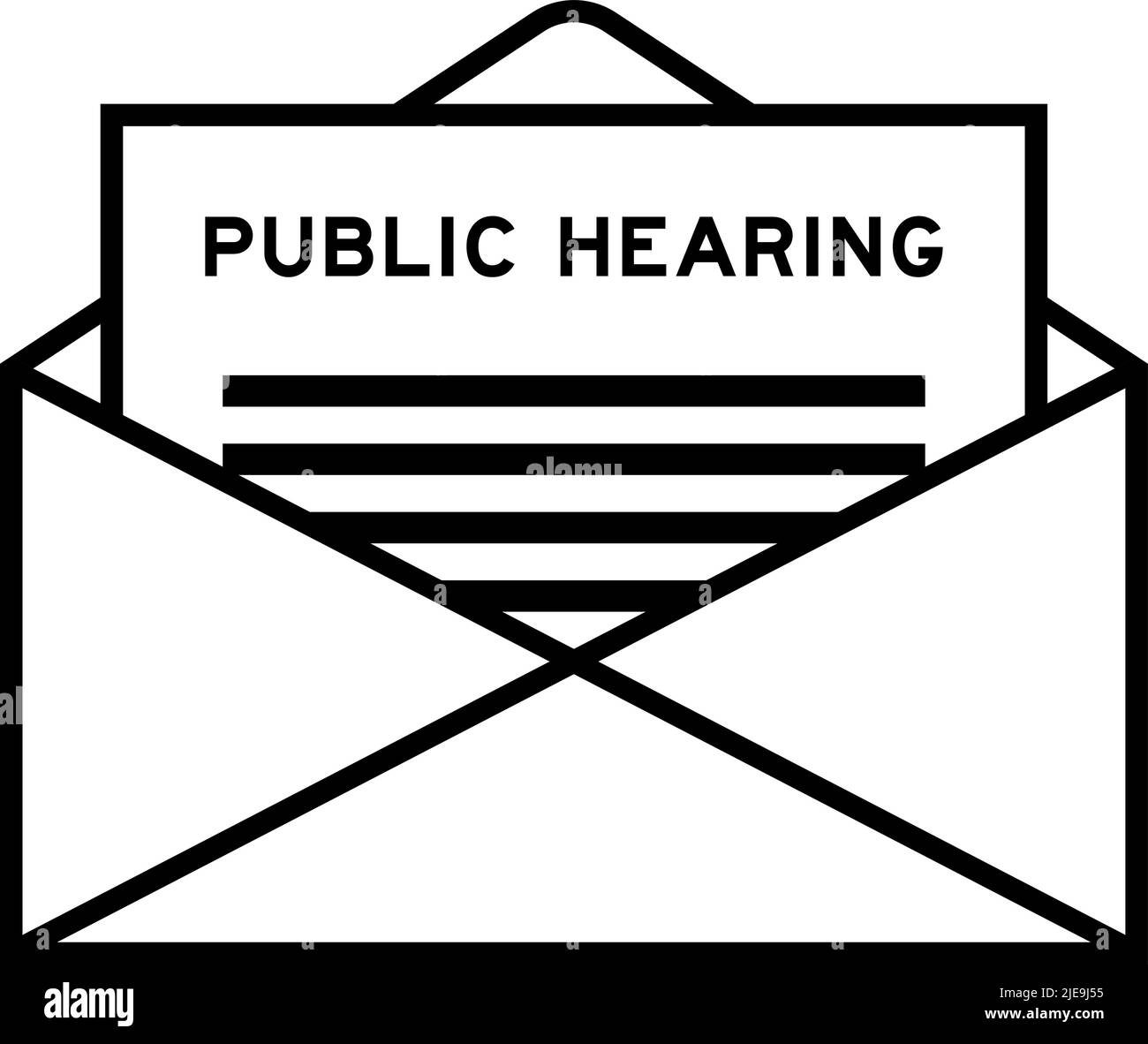 Envelope and letter sign with word public hearing as the headline Stock Vector