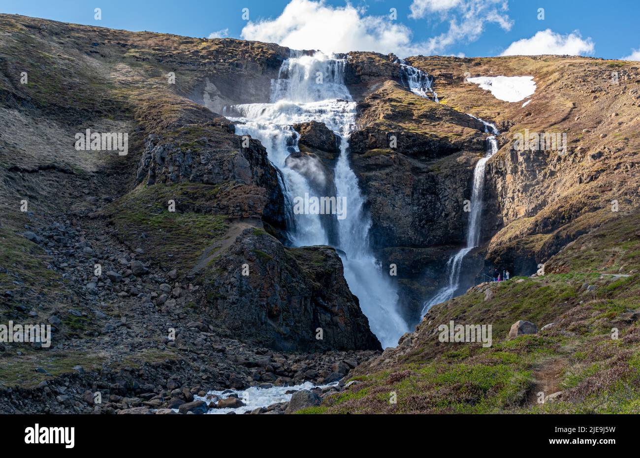 Waterfall Rjukandafoss formed by Ysta-Rjukandi river in eastern Iceland Stock Photo