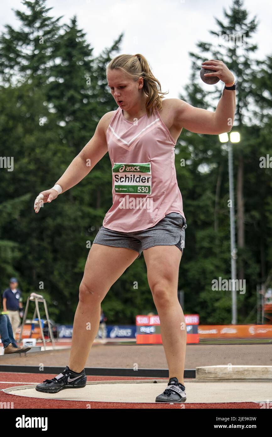 APELDOORN Athlete Jessica Schilder Dutch shot put champion at the Dutch Athletics