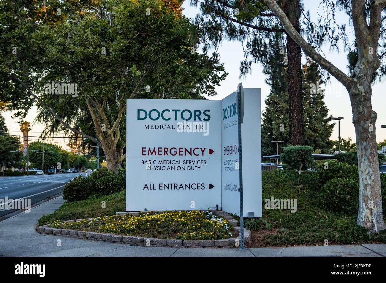 A sign for Doctors Medical Center in Modesto California USA Stock Photo