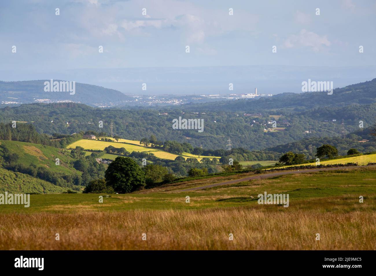 The view of Baglan Bay and Port Talbot Sandfields from Gwrhyd mountain