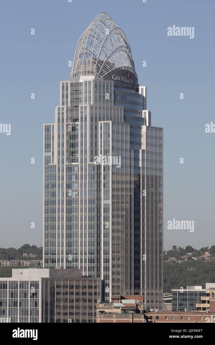 Cincinnati - Circa June 2022: Great American Tower in downtown. The tallest building in Cincinnati, it is the corporate headquarters of American Finan Stock Photo