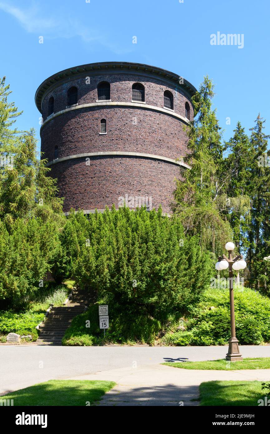 Seattle, WA, USA - June 25, 2022; Historic water tower in Volunteer Park Seattle with the ...