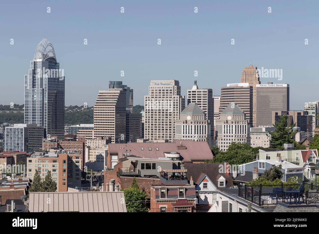 Cincinnati - Circa June 2022: Cincinnati skyline with the Great American Tower, First Financial Center, Procter & Gamble headquarters and Fifth Third Stock Photo