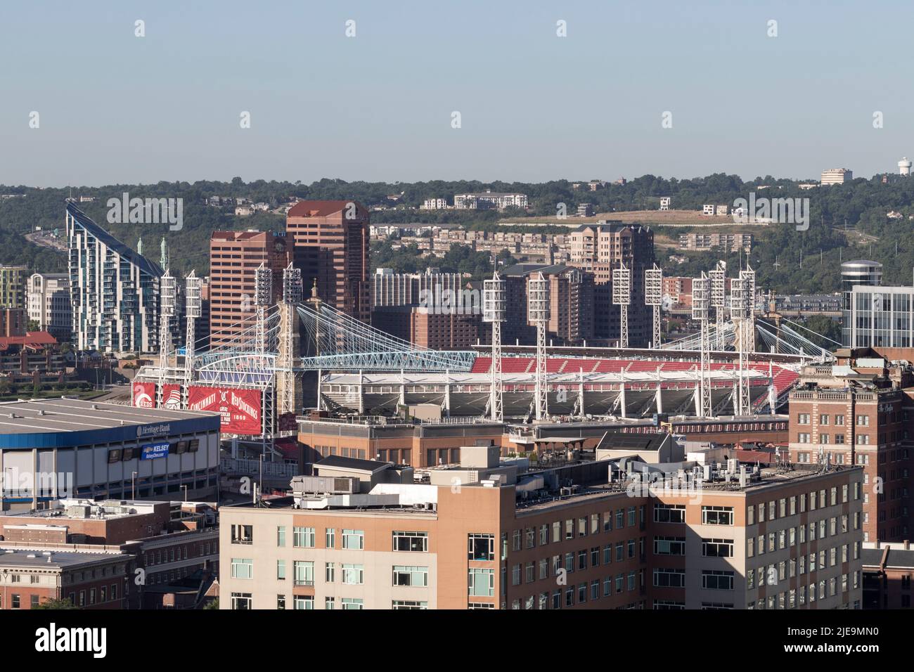 Cincinnati Circa June 2022 Cincinnati Riverfront district including the Great American Ball