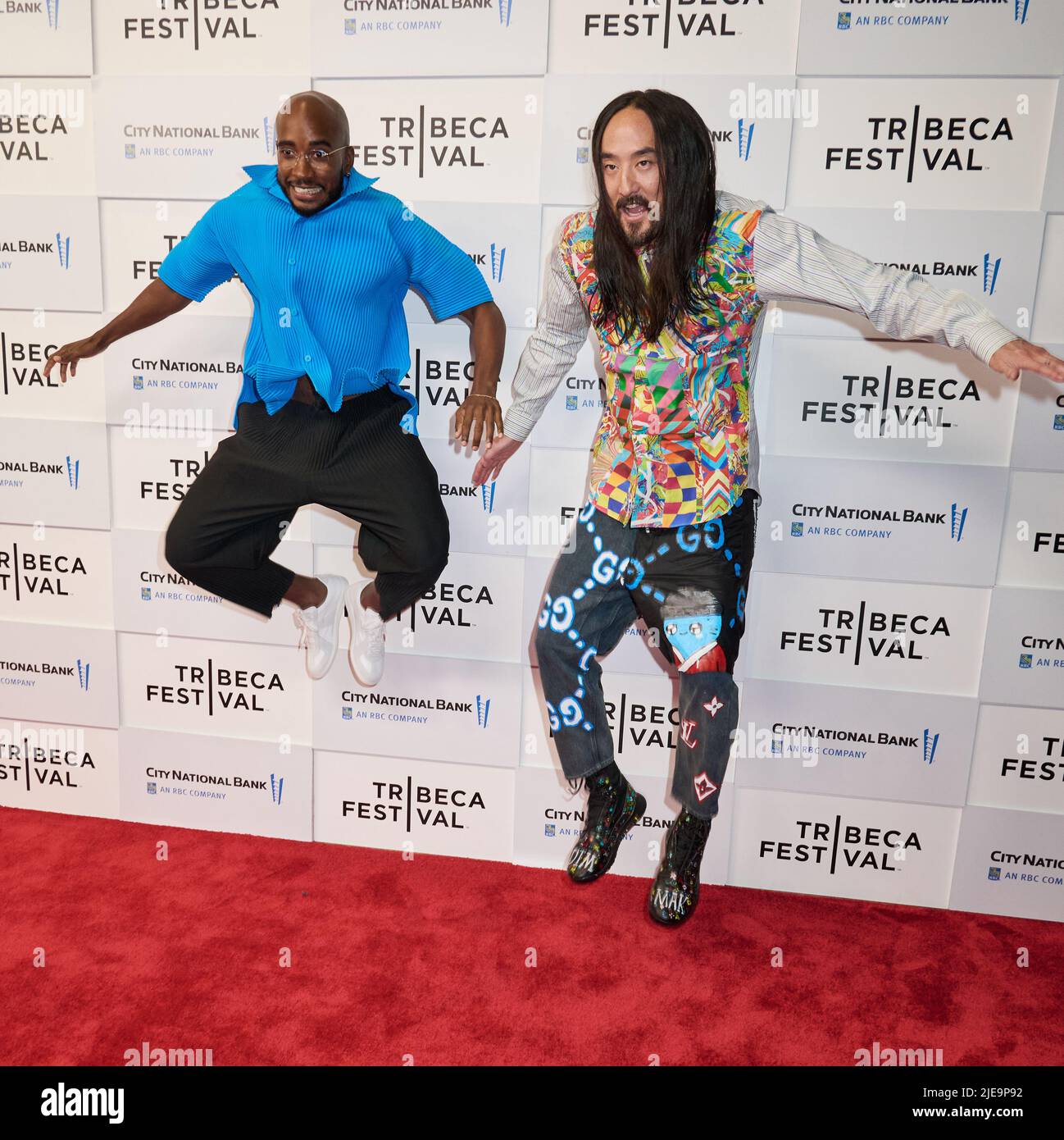 NEW YORK, NY, USA - JUNE 13, 2022: Jacques Morel and Steve Aoki attend the Tribeca Festival 'Storytellers - Steve Aoki with Jacques Morel'. Stock Photo