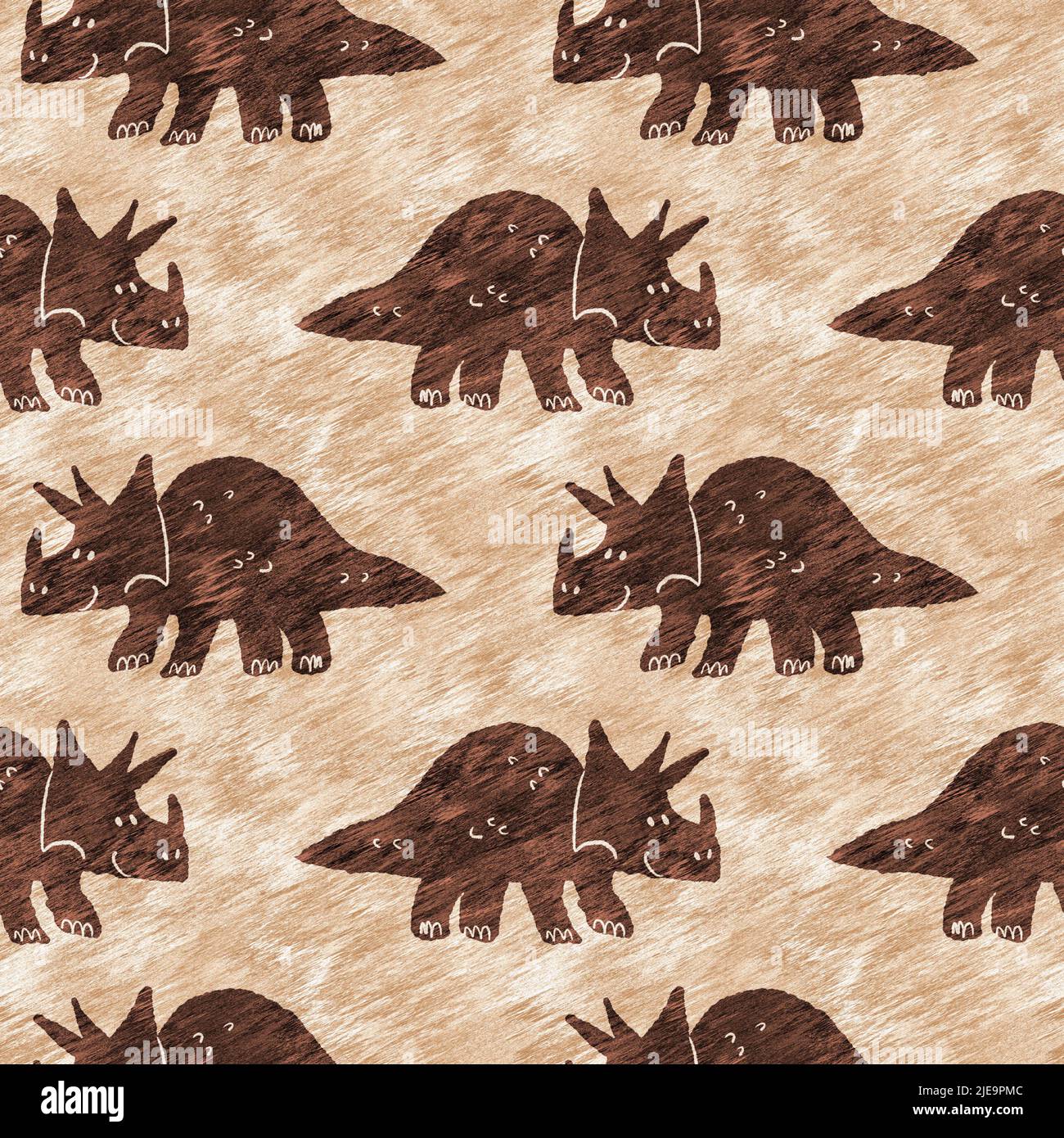 Hand drawn triceratops dinosaur seamless pattern. Gender Neutral ...