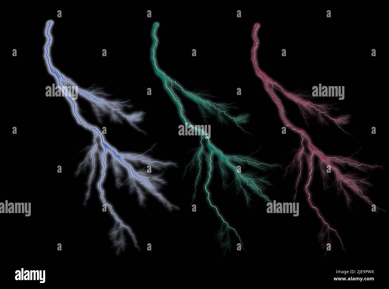 Set of different lightning bolts isolated on black background Stock ...