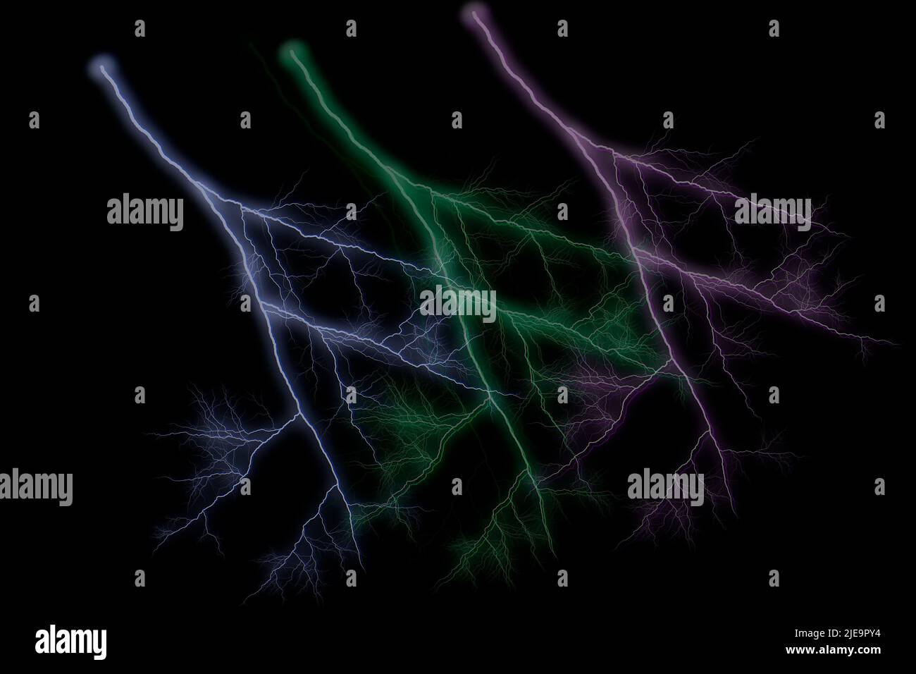 Set of different lightning bolts isolated on black background Stock ...