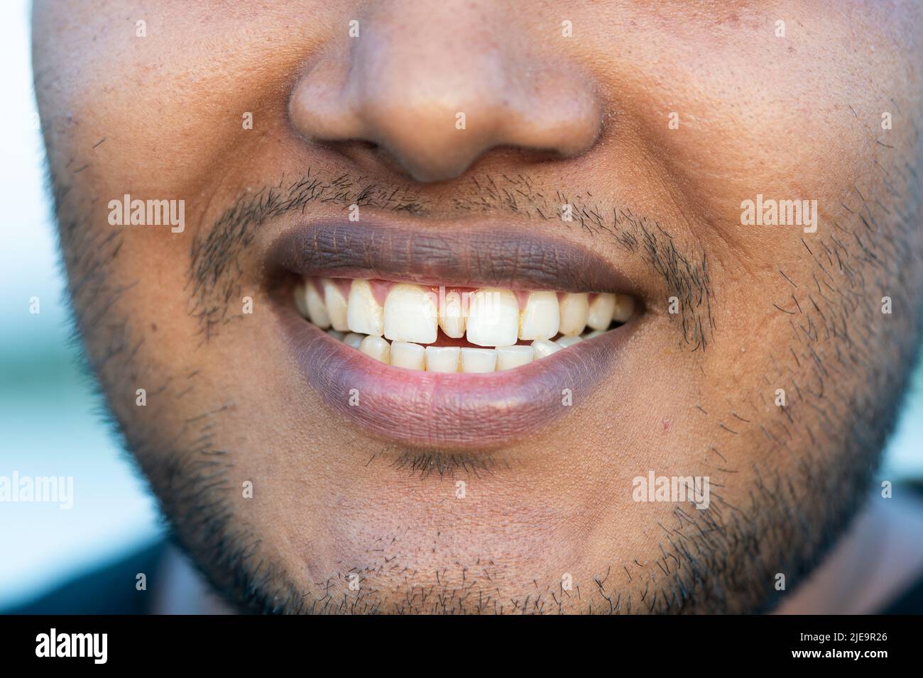 Detailed image of man showing his teeth. Dental health care. Hygiene teeth. Dentistry Stock Photo