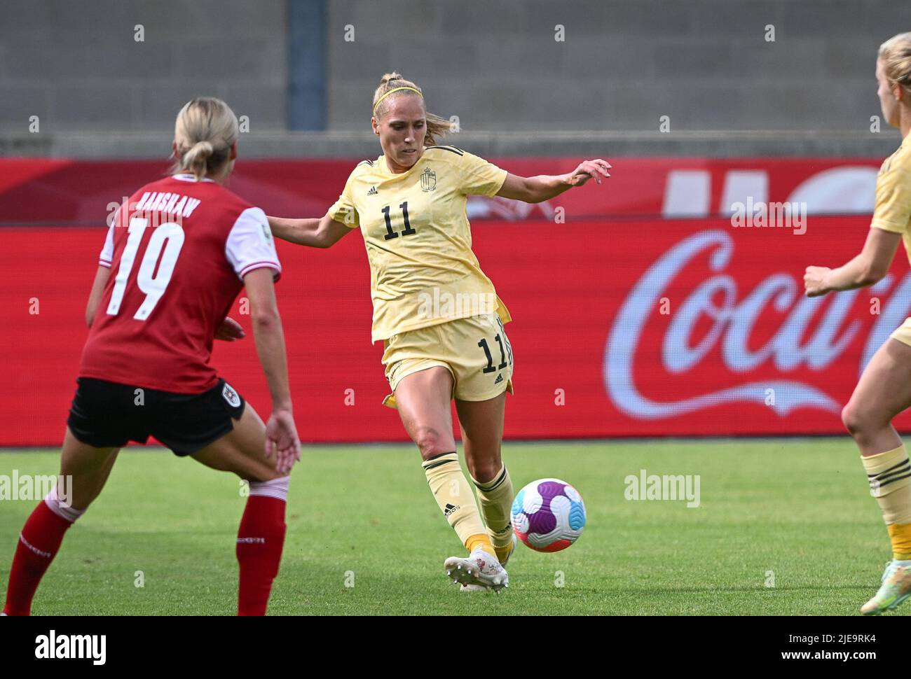Belgium's Janice Cayman pictured in action during the friendly match