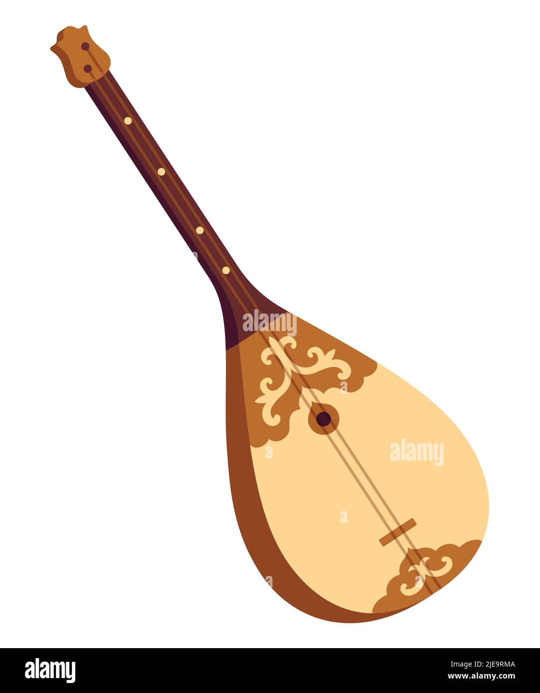 Dombra, traditional Kazakh string musical instrument. Isolated vector clip art illustration. Stock Vector