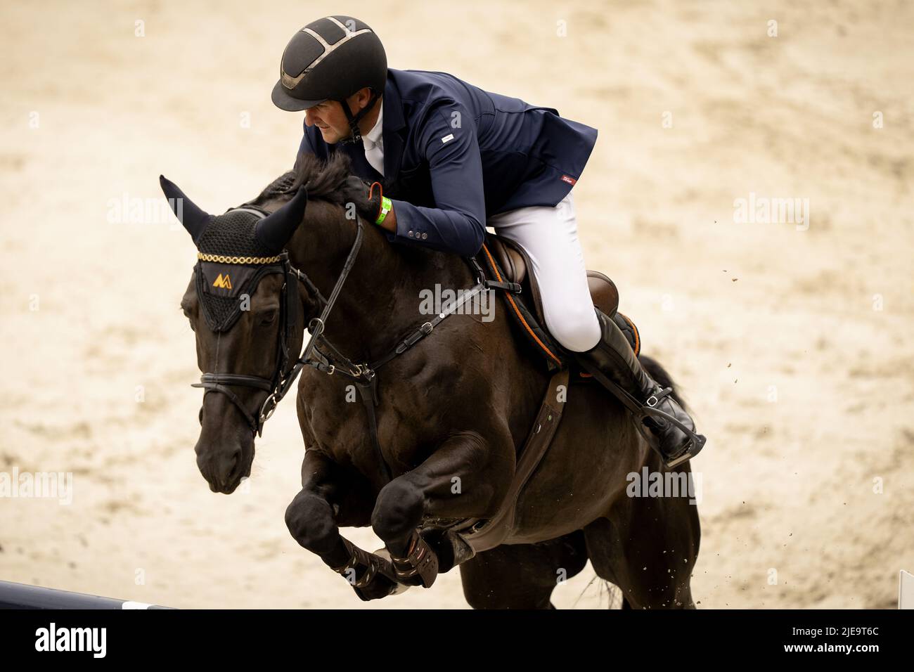 ROTTERDAM Patrick Lemmen in action during the Nations Cup jumping at