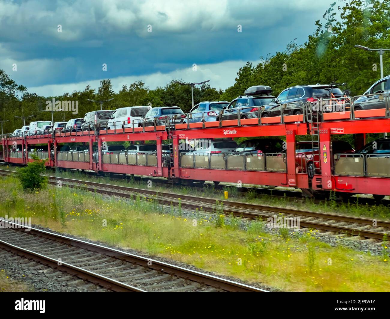Car Ferry train to Sylt Island on Juni 23, 2022 in Niebüll, Germany
