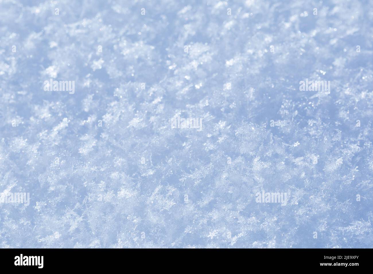 Macro view crystal snowflakes. Winter season decorative nature frame snow texture. shallow depth of field Stock Photo