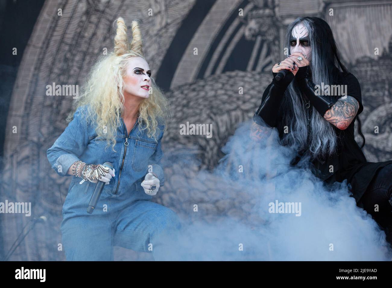 NORJE 20120607 Stian Shagrath Thoresen of Norwegian black metal band  Dimmu Borgir perfomrs duirng the Sweden Rock Festival 2012 iin Solvesborg  Soputh Sweden, June 7, 2012. Foto: Claudio Bresciani / SCANPIX / Kod 10090  Stock Photo - Alamy