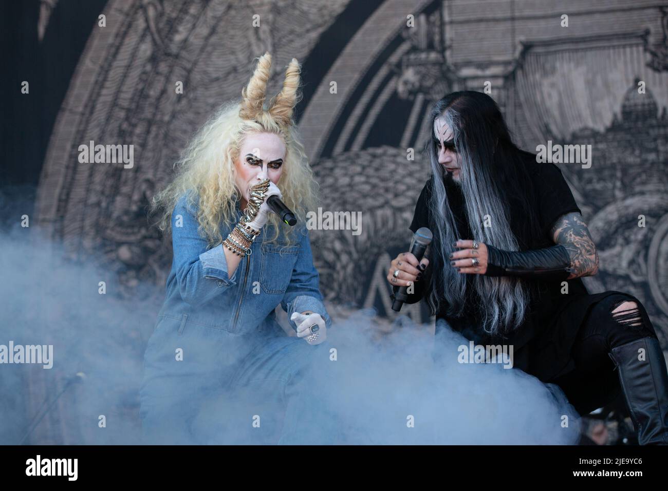 The Norwegian symphonic black metal band Dimmu Borgir performs live at Ole  Bull Scene in Bergen. Here vocalist Shagrath is seen live on stage. Norway,  28/05 2012 Stock Photo - Alamy