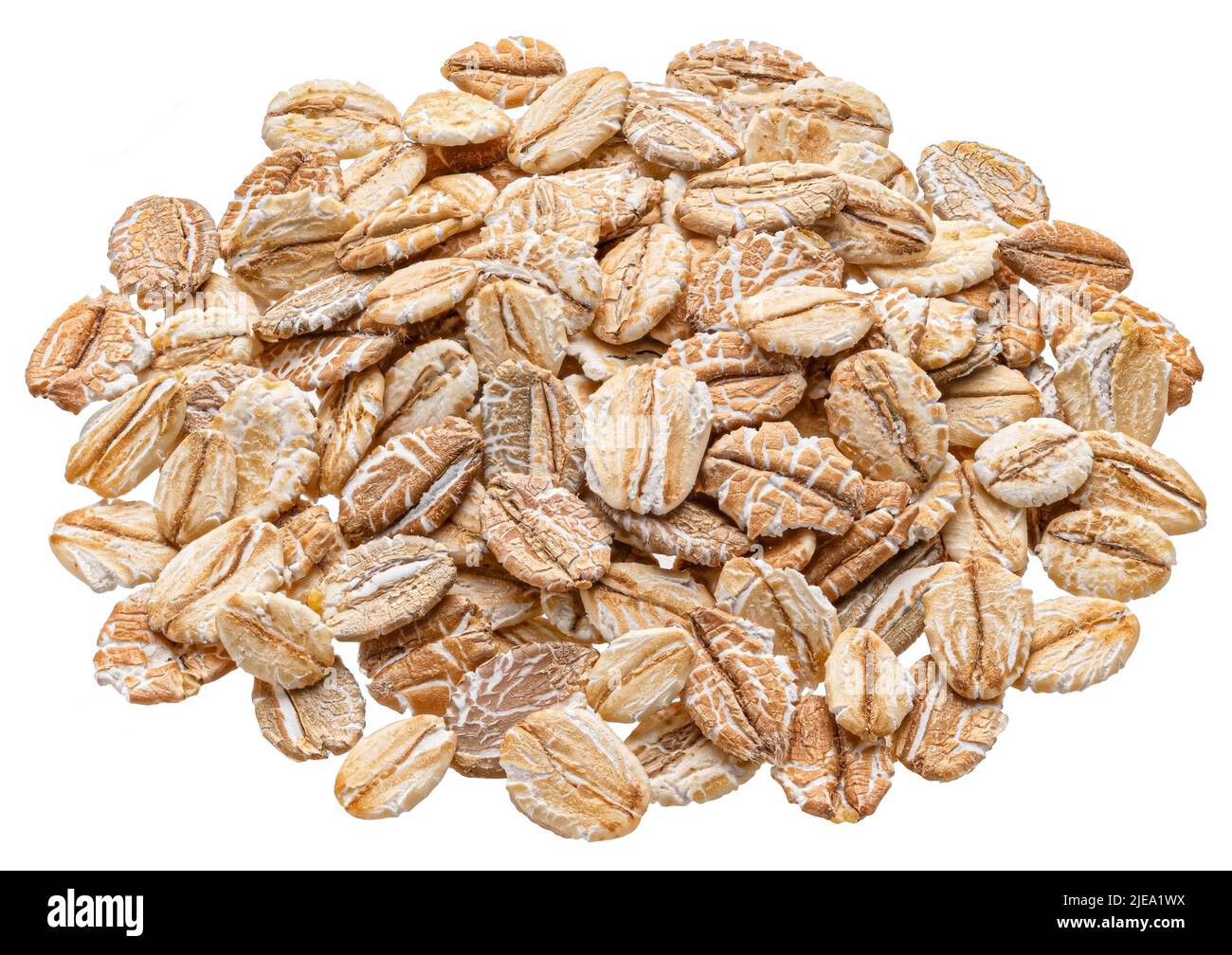 Mix of oat and rye flakes isolated on white, top view Stock Photo