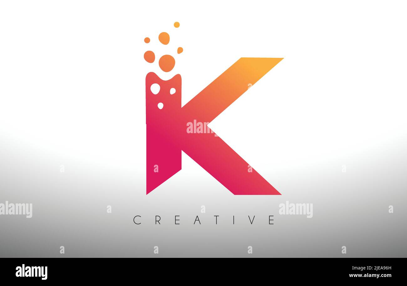 K Dots Letter Logo Design with Creative Artistic Bubble Cut in Purple ...