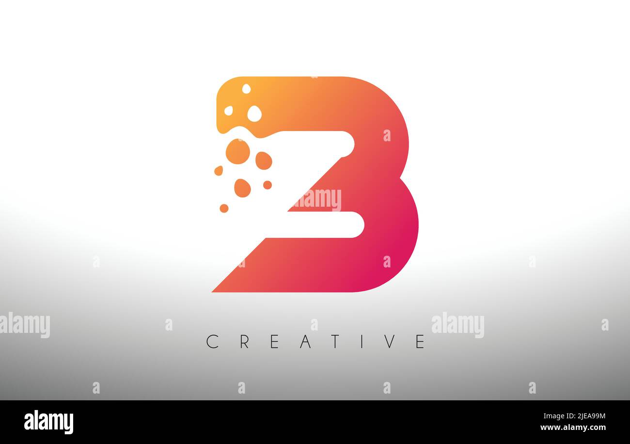 B Dots Letter Logo Design with Creative Artistic Bubble Cut in Purple ...