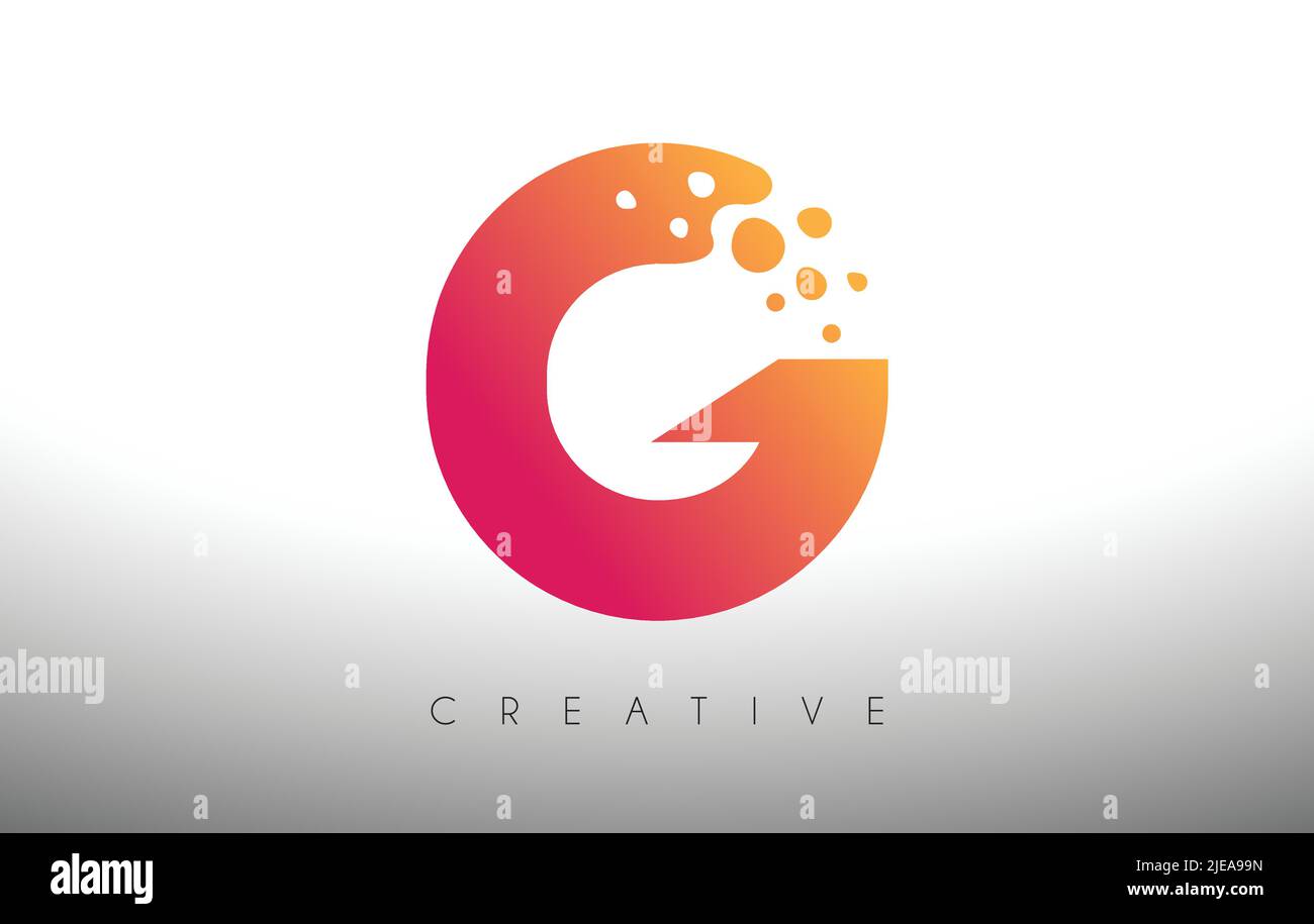 G Dots Letter Logo Design with Creative Artistic Bubble Cut in Purple ...