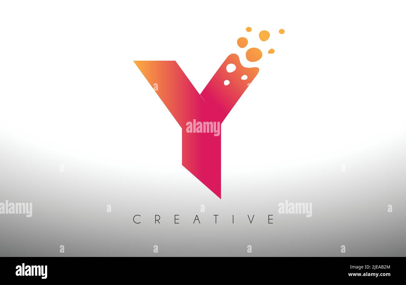 Y Dots Letter Logo Design with Creative Artistic Bubble Cut in Purple ...