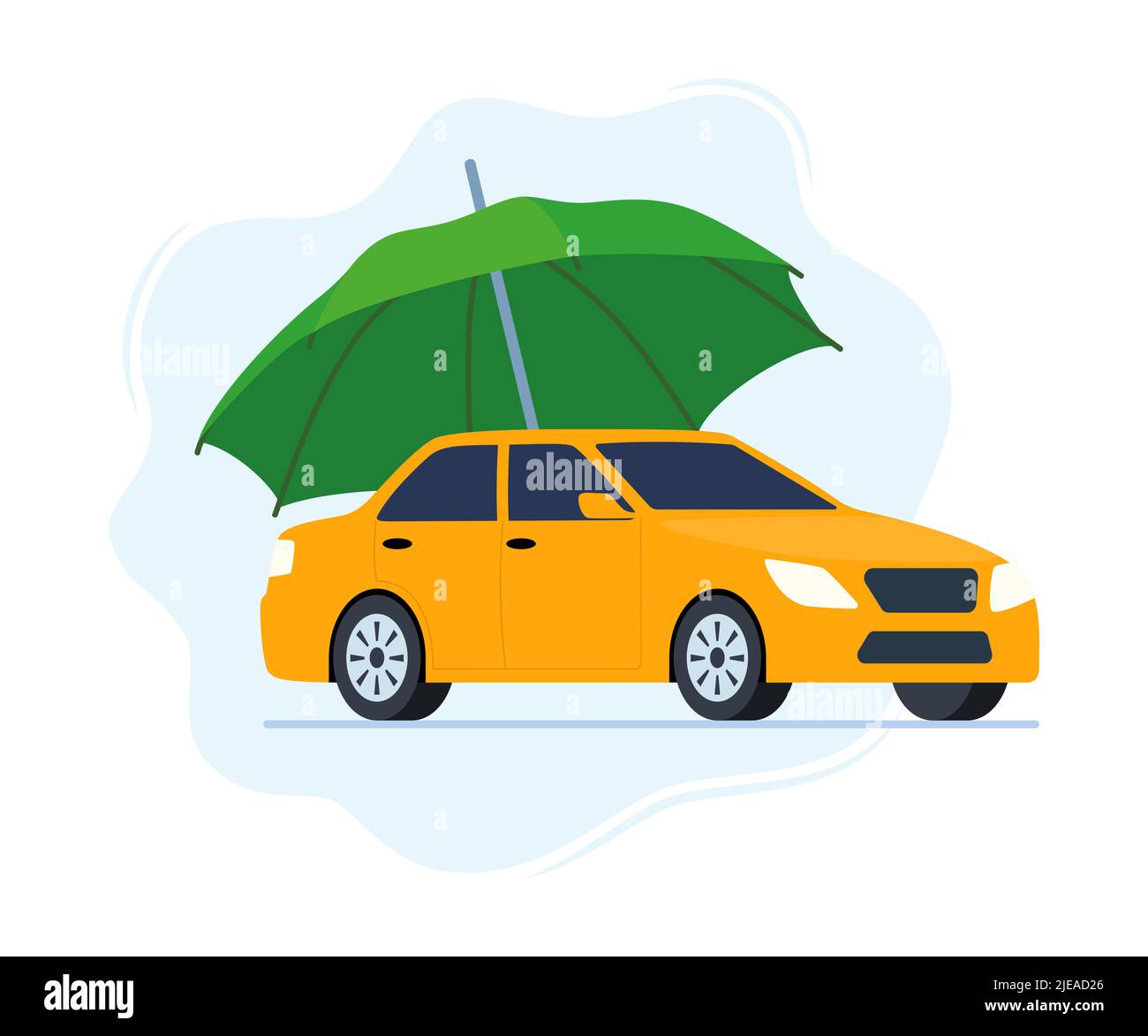 Car insurance concept illustration. Umbrella that protects automobile. Insurance policy. Vector